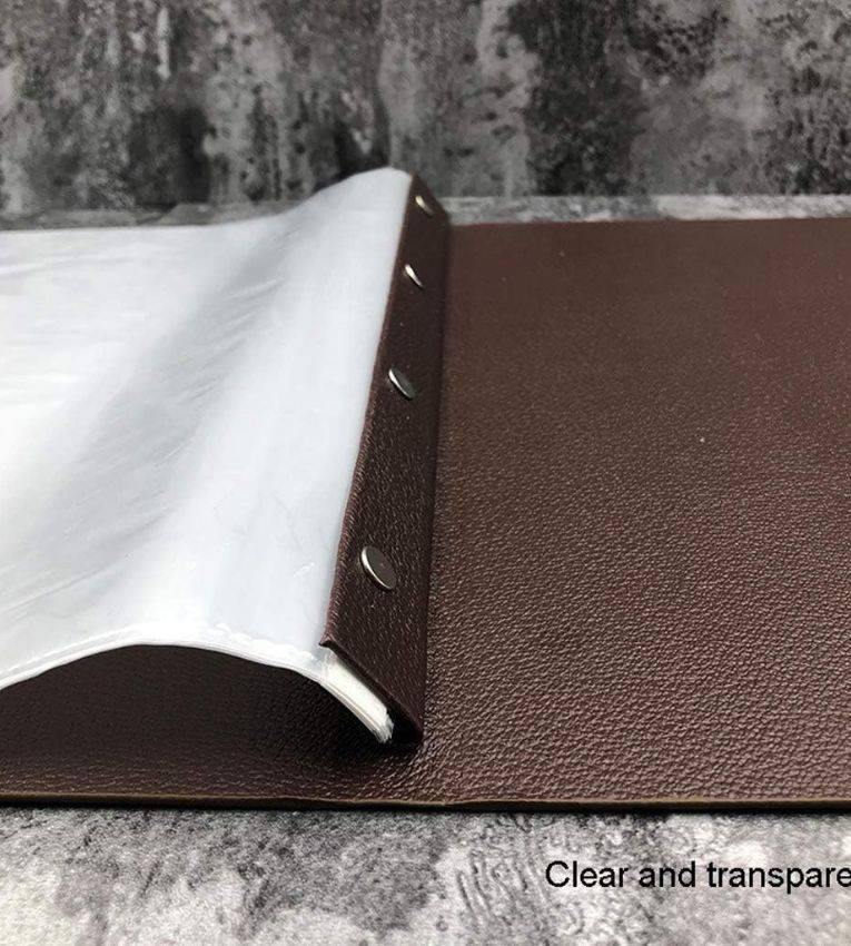 Porte-Menu Classique en Similicuir A4 – Effet Bois Grain 8 Pages / 16 Vues